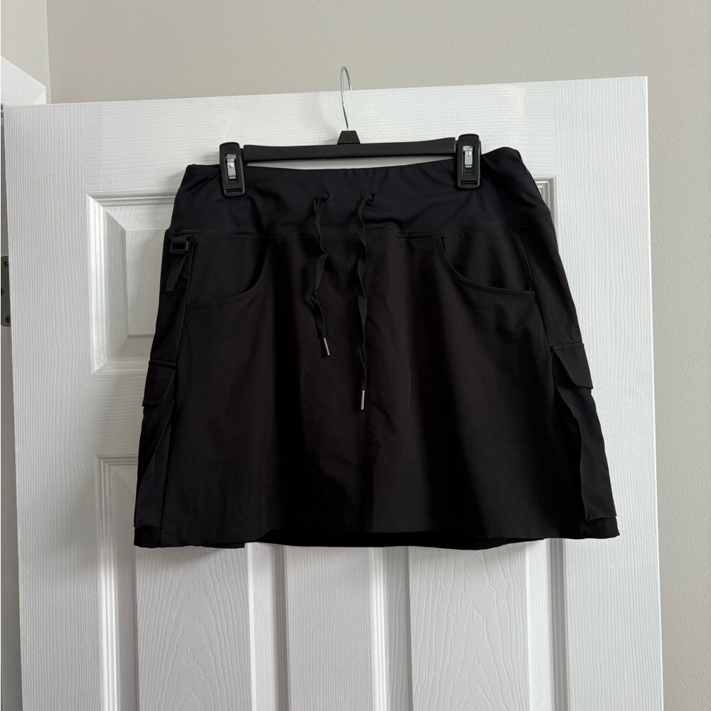 Black Drawstring Skort with Pockets